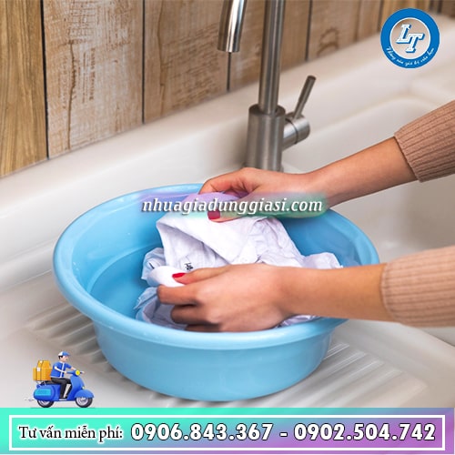 Thau nhựa nhỏ gọn giặt đồ tiện lợi