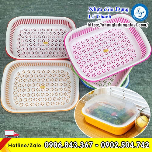 Thau rổ nhựa có nắp đậy an toàn Thau rổ nhựa có nắp đậy an toàn