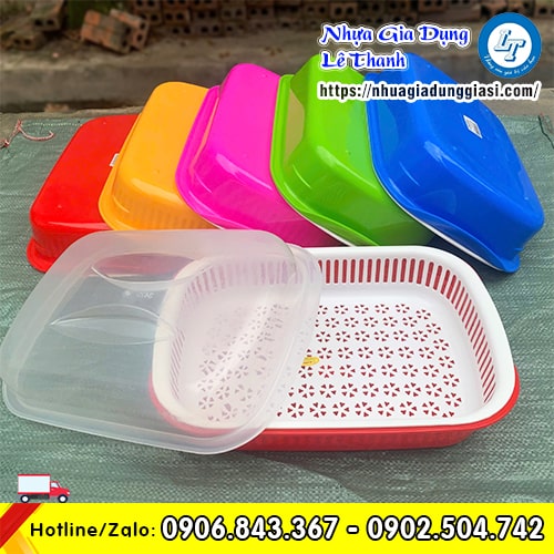 Thau rổ nhựa có nắp đậy nhiều màu Thau rổ nhựa có nắp đậy nhiều màu