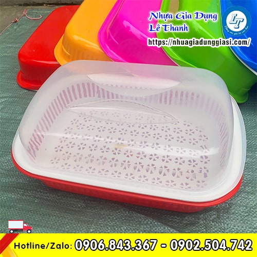Thau rổ nhựa có nắp đậy Thau rổ nhựa có nắp đậy