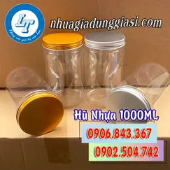 HŨ NHỰA PET NẮP NHÔM 1000ML