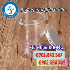 HŨ NHỰA PET NẮP NHÔM 600ML