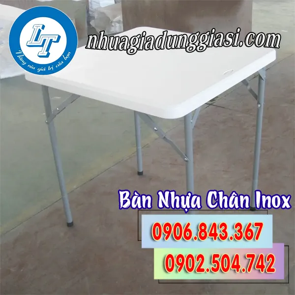 BÀN NHỰA CHÂN INOX