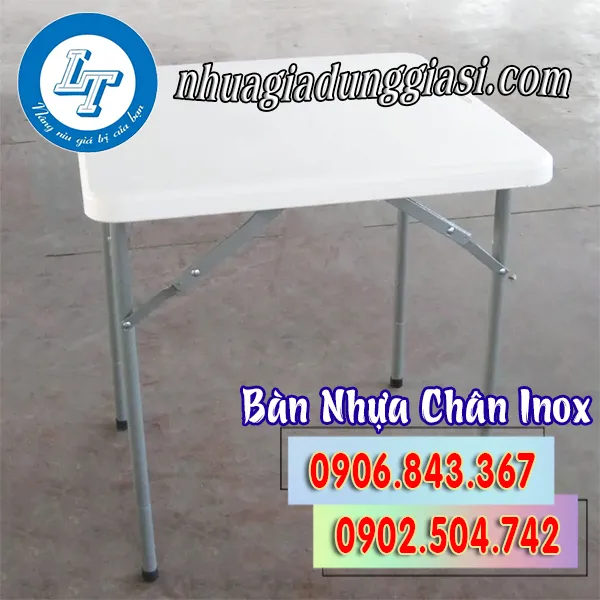 BÀN NHỰA CHÂN INOX