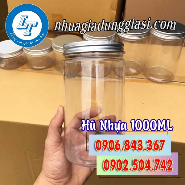 HŨ NHỰA PET NẮP NHÔM 1000ML