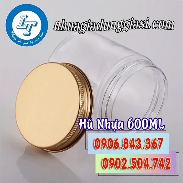 HŨ NHỰA PET NẮP NHÔM 600ML