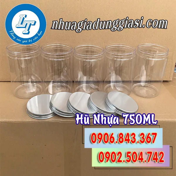 HŨ NHỰA PET NẮP NHÔM 750ML