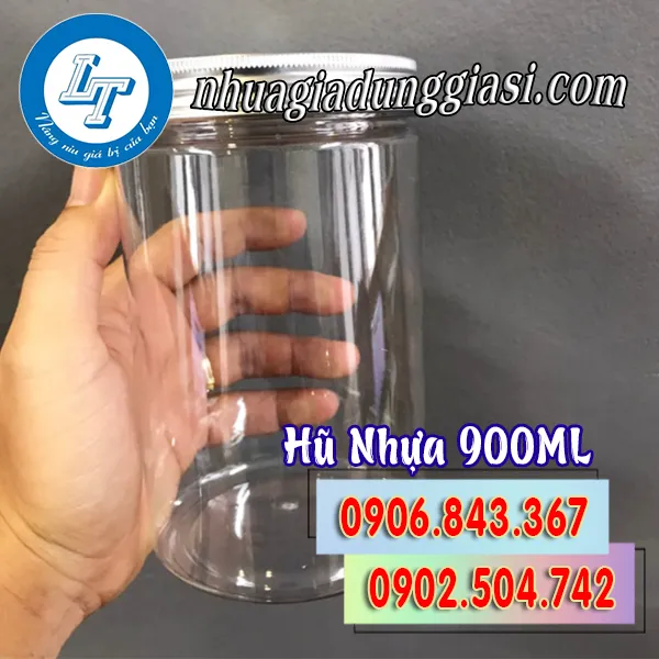 HŨ NHỰA PET NẮP NHÔM 900ML