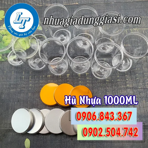 HŨ NHỰA PET NẮP NHÔM 1000ML