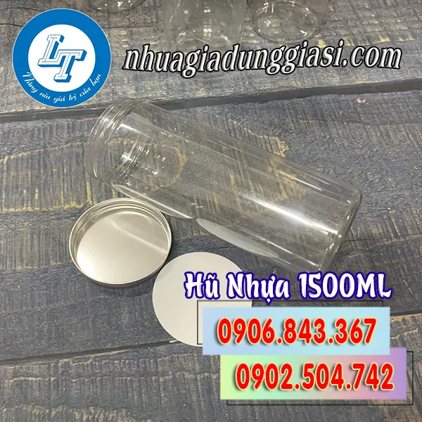 HŨ NHỰA PET NẮP NHÔM 1500ML