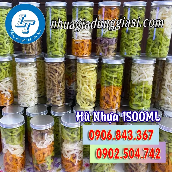 HŨ NHỰA PET NẮP NHÔM 1500ML