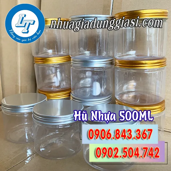 HŨ NHỰA PET NẮP NHÔM 500ML