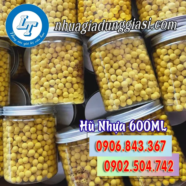 HŨ NHỰA PET NẮP NHÔM 600ML