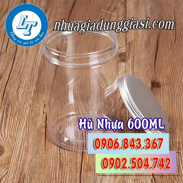 HŨ NHỰA PET NẮP NHÔM 600ML