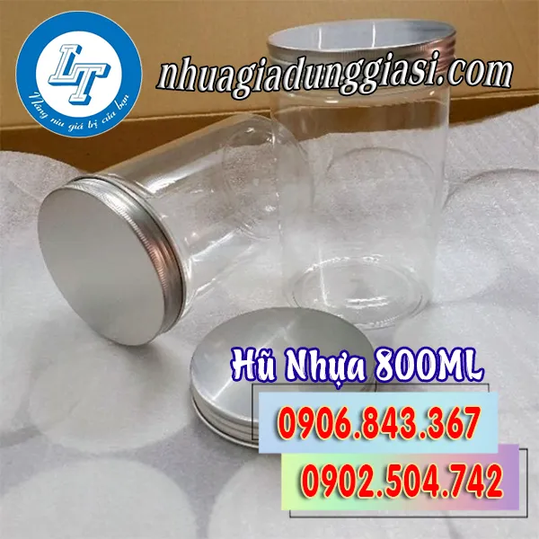 HŨ NHỰA PET NẮP NHÔM 800ML