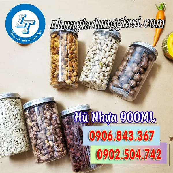 HŨ NHỰA PET NẮP NHÔM 900ML