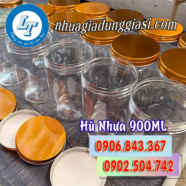 HŨ NHỰA PET NẮP NHÔM 900ML