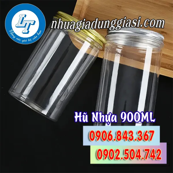 HŨ NHỰA PET NẮP NHÔM 900ML
