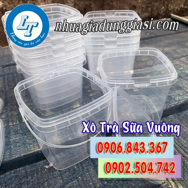 XÔ NHỰA VUÔNG ĐỰNG TRÀ SỮA