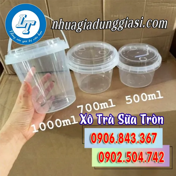 XÔ NHỰA TRÒN ĐỰNG TRÀ SỮA