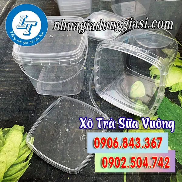 XÔ NHỰA VUÔNG ĐỰNG TRÀ SỮA