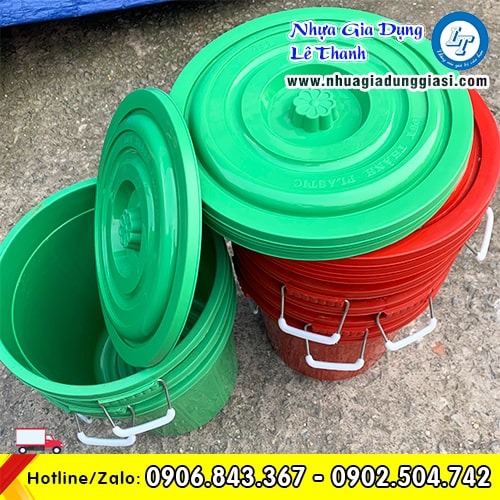 Thùng nhựa đựng gạo quai cầm tiện lợi nắp đậy kín chắc