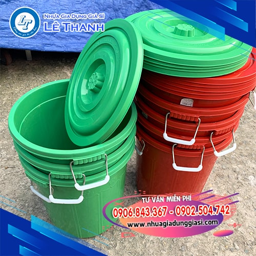 Thùng nhựa tròn có nắp đậy bảo quản hàng hóa tiện lợi