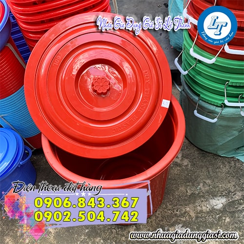 Thùng nhựa tròn nắp đậy kín chắc Thùng nhựa tròn nắp đậy kín chắc