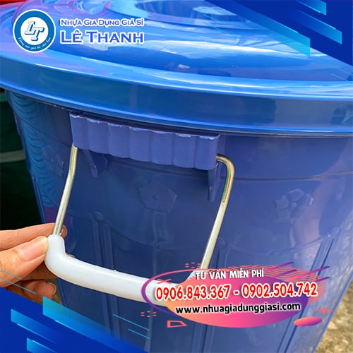 Thùng nhựa tròn quai xách bọc nhựa chắc chắn