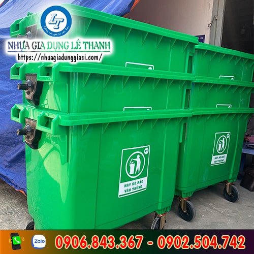Thùng rác 660l 4 bánh xe giá sỉ rẻ siêu bền Thùng rác 660l 4 bánh xe giá sỉ rẻ siêu bền