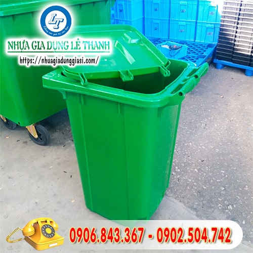 Thùng rác nhựa 240L nắp đậy tháo rời linh hoạt