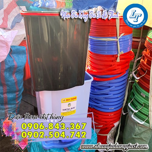 Thùng rác nhựa đạp chân 2 lớp tách rời
