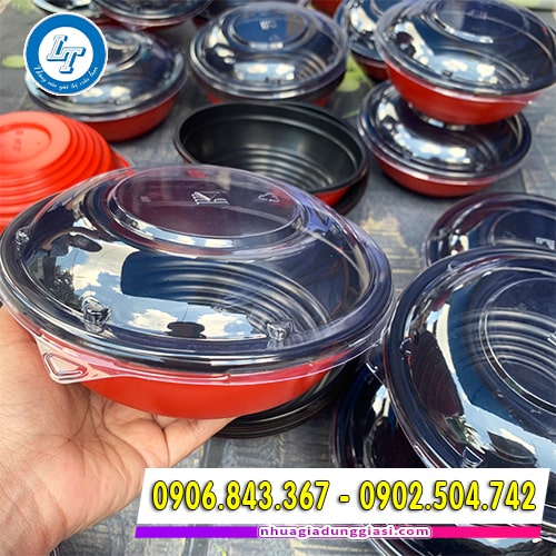 Tô nhựa đỏ đen dùng 1 lần tiện lợi Tô nhựa đỏ đen dùng 1 lần tiện lợi