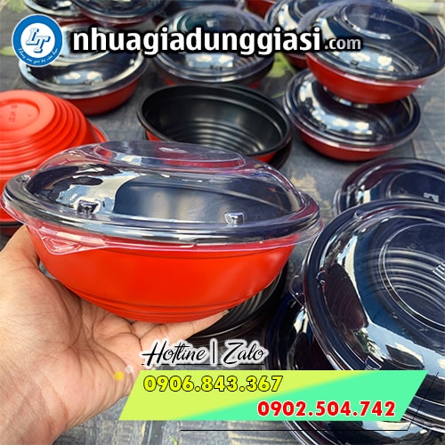 Tô nhựa đỏ đen dùng 1 lần Tô nhựa đỏ đen dùng 1 lần