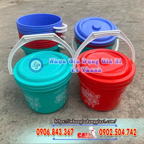 Xô nhựa bông 5l có nắp giá sỉ Xô nhựa bông 5l có nắp giá sỉ