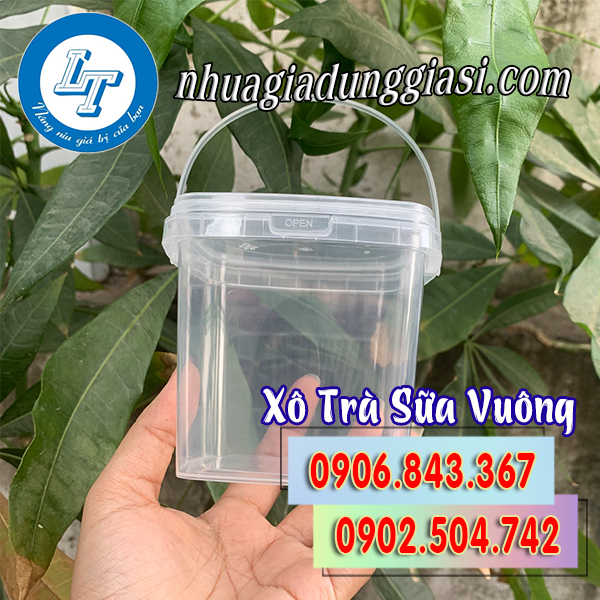 Xô nhựa vuông đựng trà sữa giá rẻ