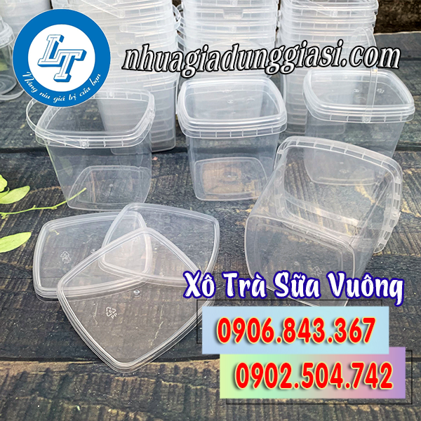 Xô nhựa vuông đựng trà sữa