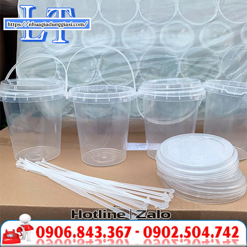 Xô trà sữa tròn có nắp Xô trà sữa tròn có nắp