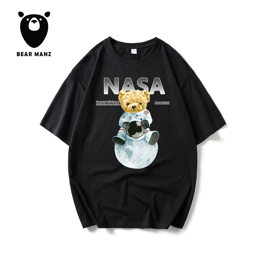 Áo thun ngắn tay in hình Gấu NASA logo to - áo cặp đôi mùa hè 2022 - BigSize Bear ManZ