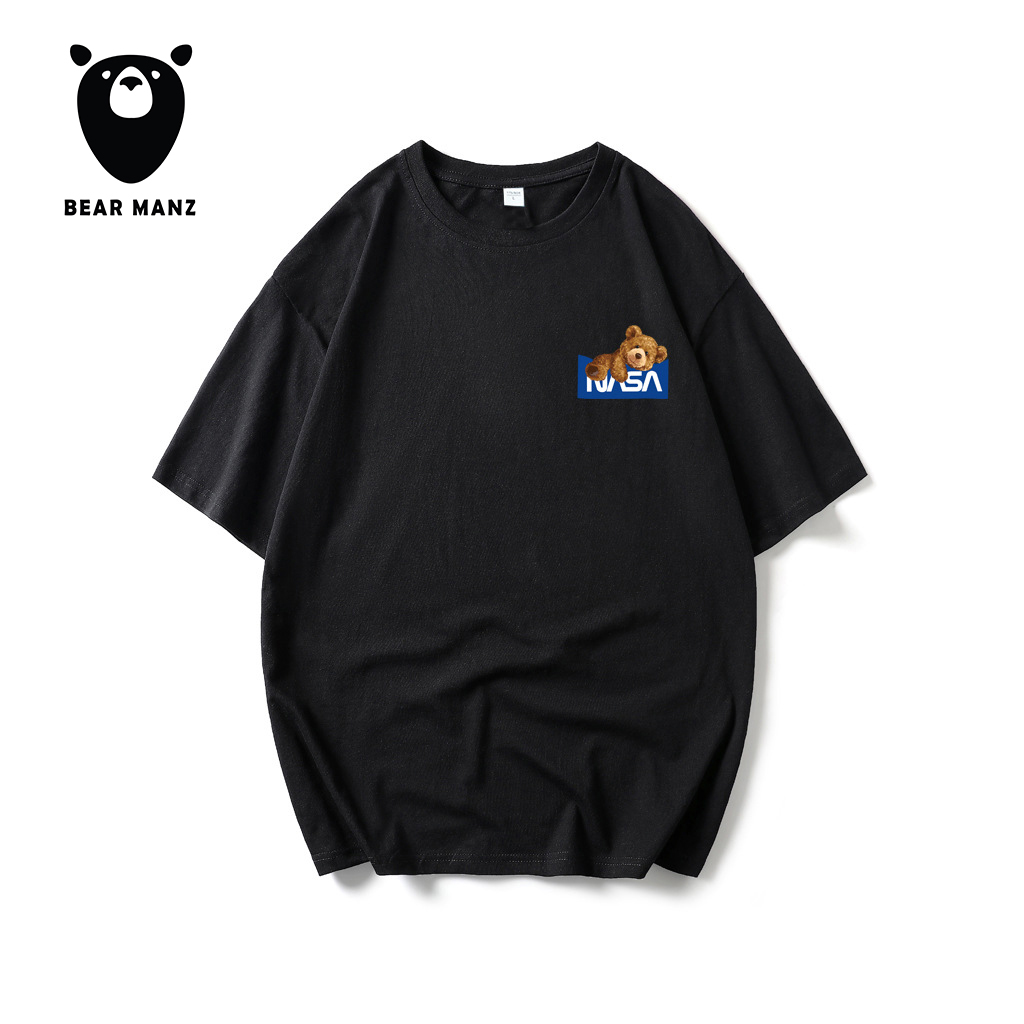 Áo thun ngắn tay in hình Gấu NASA logo nhỏ - áo cặp đôi mùa hè 2022 - BigSize Bear ManZ