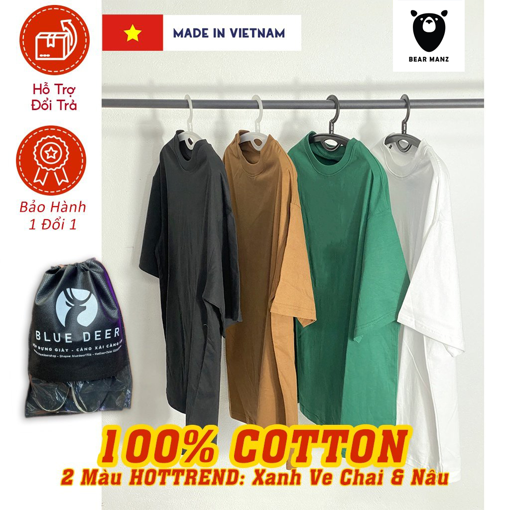 Áo thun trơn Nam Nữ có áo Bigsize - 100% Cotton vải dày mịn mát - Bear ManZ