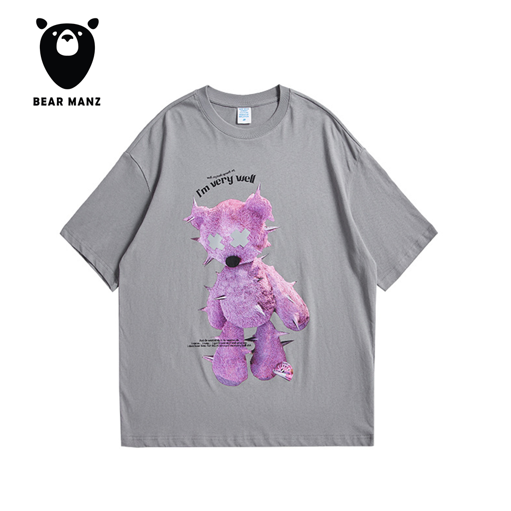 Áo thun tay ngắn in hình gấu phản quang - phong cách đường phố - áo cặp đôi mùa hè - BigSize - Bear ManZ