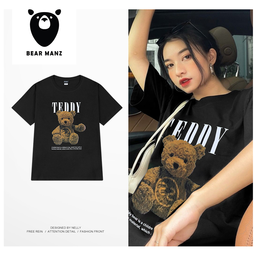 Áo thun tay ngắn in hình gấu giản dị bông gió mùa hè -  áo cặp đôi mùa hè 2022 - BigSize Bear ManZ