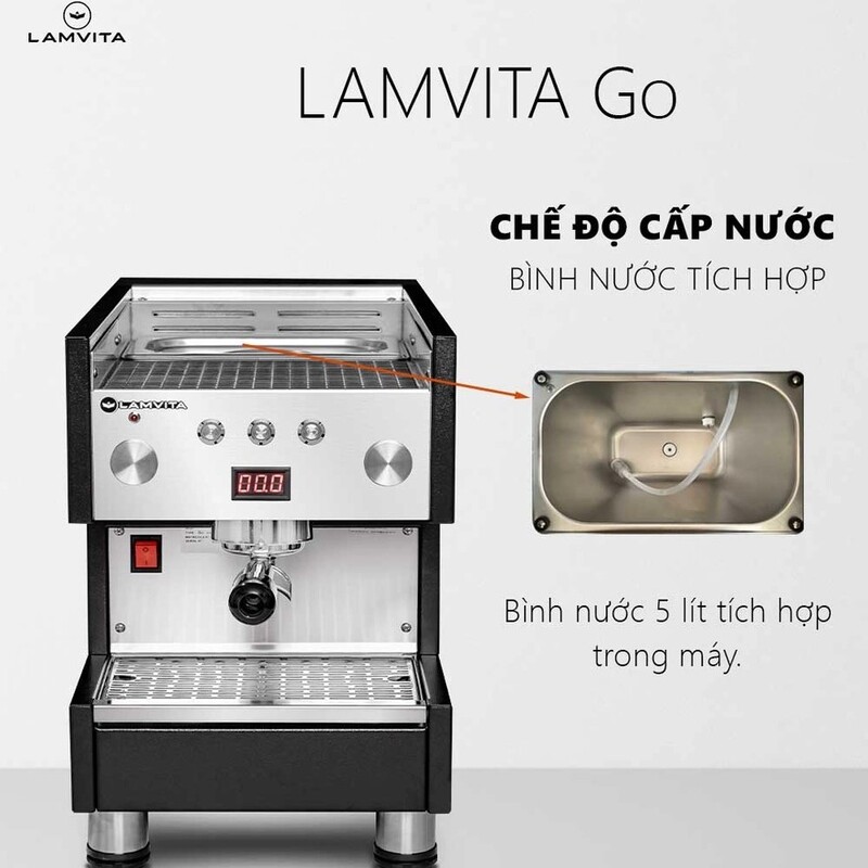 Chế độ cấp nước tích hợp bình cấp nước lên tới 5 lít trong máy pha cafe Lamvita go