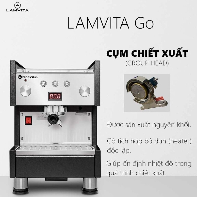 Máy pha cà phê LAMVITA Go được trang bị cụm chiết xuất (Group Head)