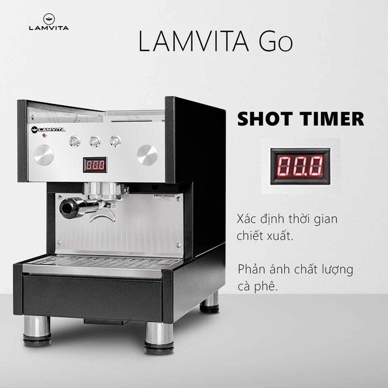 Chế độ Shot Timer trong máy pha cà phê Lamvita Go giúp xác định thời gian chiết xuất, phản ánh chất lượng cà phê
