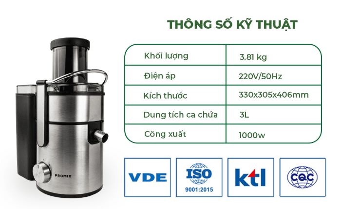 Máy ép nhanh Promix FJ-01 không chỉ mạnh mẽ mà còn rất tiện lợi