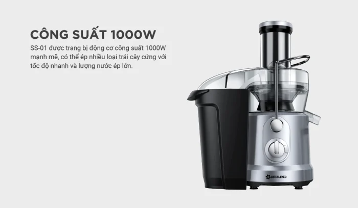 Máy ép trái cây Uniblend SS-01 trang bị động cơ mạnh mẽ 1000W