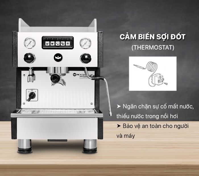 Cảm biến bảo vệ sợi đốt (Thermostat) được tích hợp trong thiết kế của máy để đảm bảo an toàn khi sử dụng
