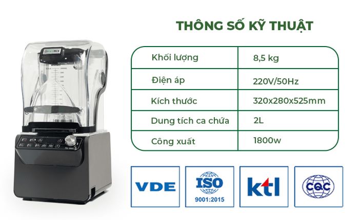 Thông số kỹ thuật Máy xay công nghiệp Promix 9003